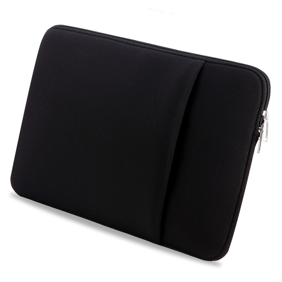 Husa laptop 15.6 inch, neagra, subtire, usoara, cu fermoar moale
