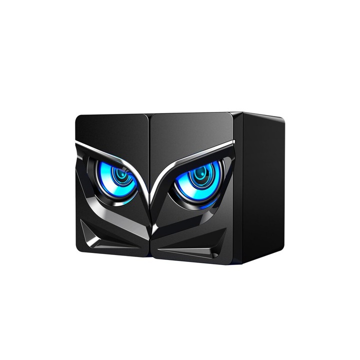 Sztereó PC hangszórók 5W USB tápellátással, fekete-fehér, 14.8x10.5x11.3cm