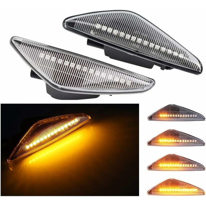 Комплект динамични LED мигачи, бели, 2 броя
