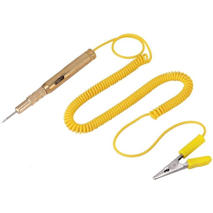 Tester circuit auto pen, 6V 12V 24V, galben, dimensiuni standard