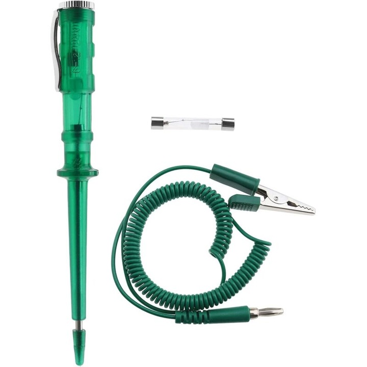 Tester circuit auto 6V 12V 24V cu lampa si cablu spiralat 220cm