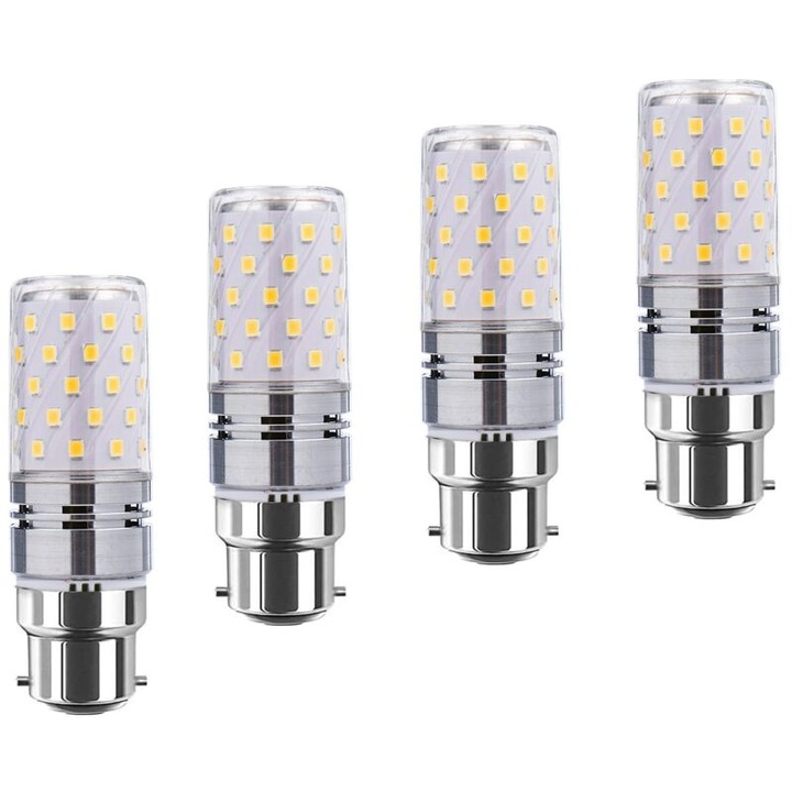 4 db B22 LED izzó készlet, 12W, meleg fehér, 3000K, 1200lm, 360°
