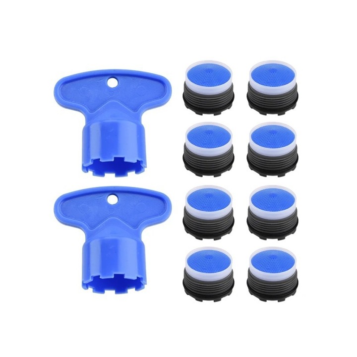 Set 8 aeratoare robinet, chei, plastic ABS, alb, M18.5