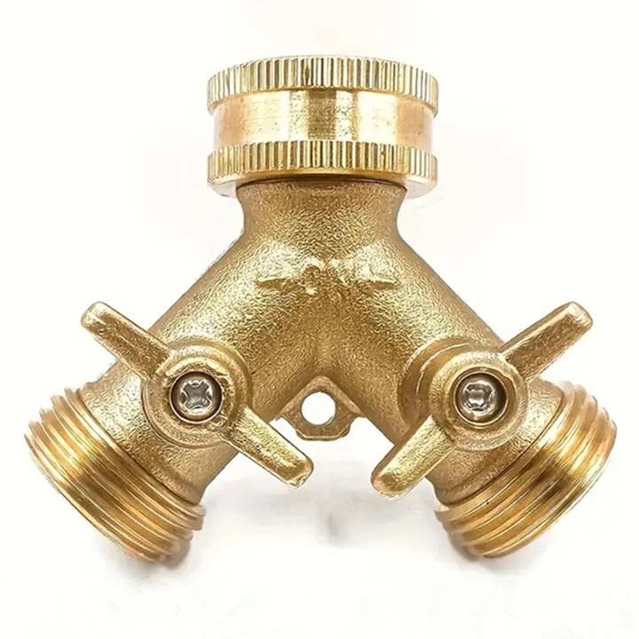 Двоен кран 3/4", 2 пътя, месинг, регулируем, херметичен, 360°