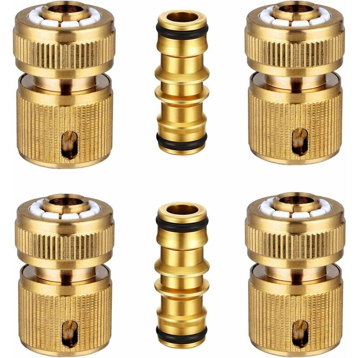 4 db gyorscsatlakozó készlet 1/2 hüvelyk és 2 db dupla csatlakozó sárgaréz sárga 12x16mm