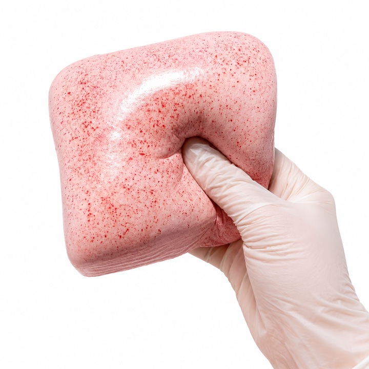 Toast Squishy cu Unt, Jucarie Antistres Slow Rising, 10 CM, Model Paine Prajita, Roz