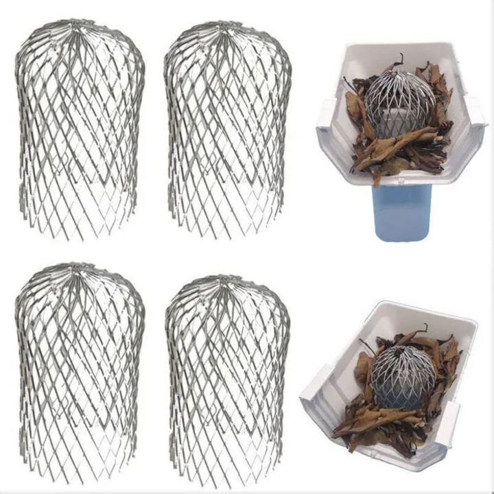 Set 4 bucati, grilaje pentru jgheab, protectii pentru jgheaburi din aluminiu, anti-frunze, metalice extensibile, argintiu