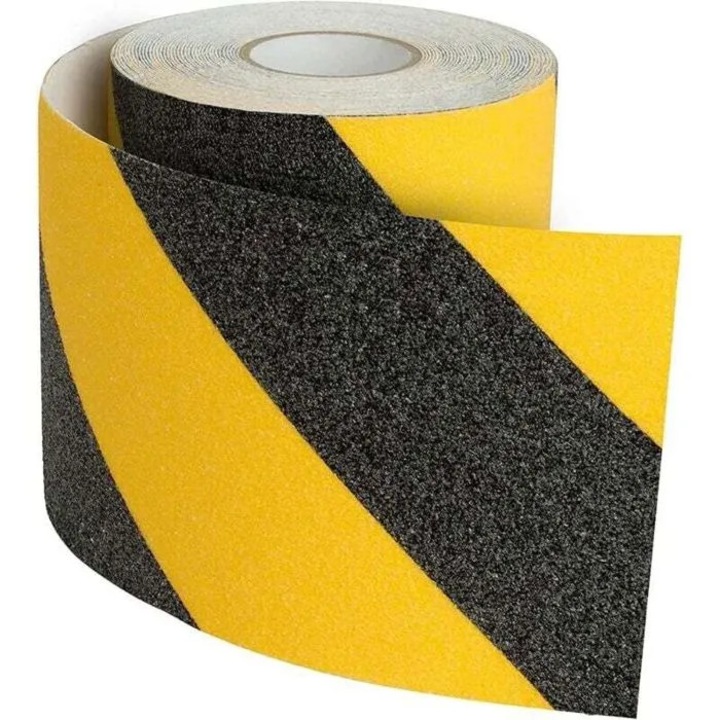 Csúszásgátló ragasztószalag, fekete-sárga, 10cm