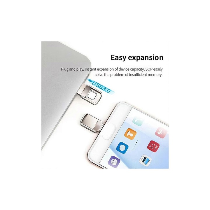 Memorie USB 1TB metal rezistent la apa argintiu 3.1x1.3x1cm