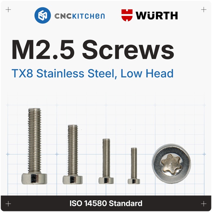 Surub M2.5x18 mm, TX8, otel inoxidabil AISI 304, cap redus - 25 bucati