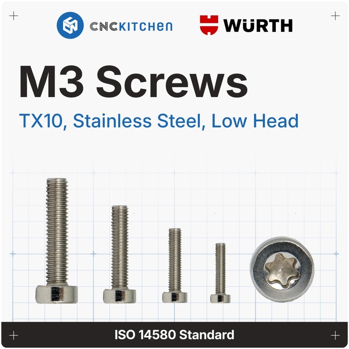 Surub M3x45 mm, TX10, otel inoxidabil AISI 304, cap redus - 25 bucati