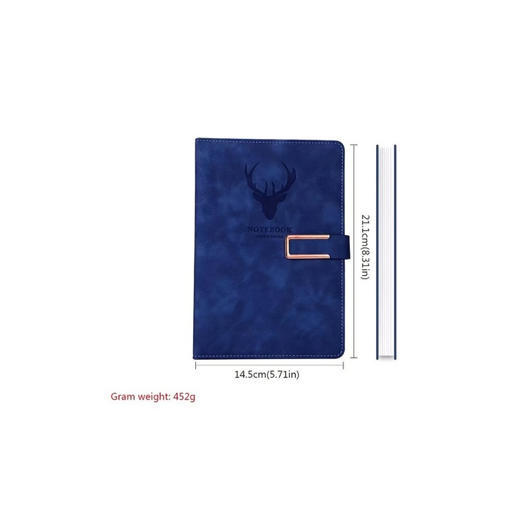 Carnet A5, piele ecologica groasa, pagini albe, negru