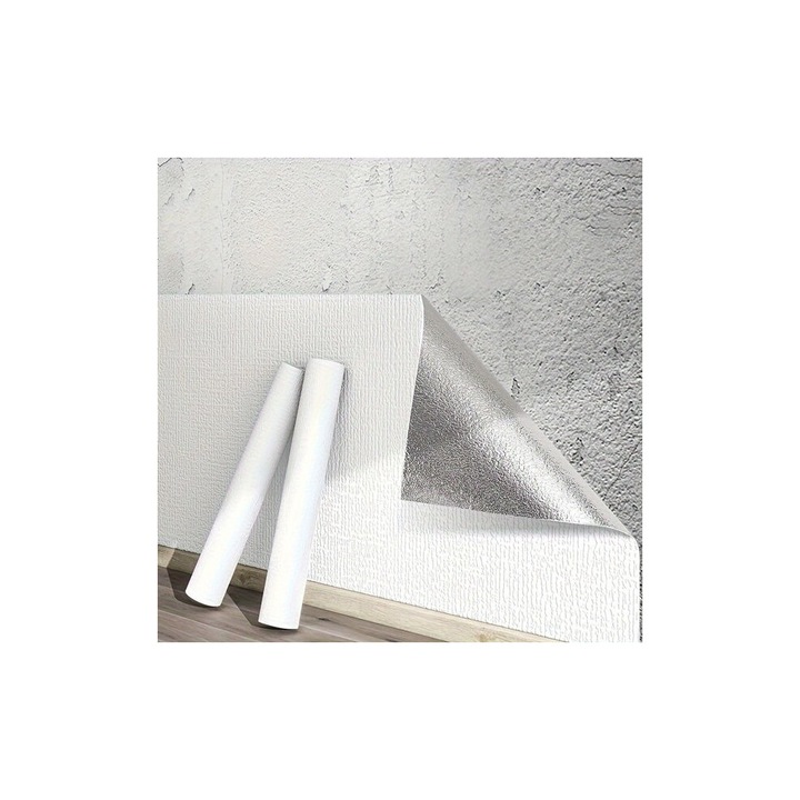 Tapet autocolant lavabil, vinil texturat, 50cm latime, alb