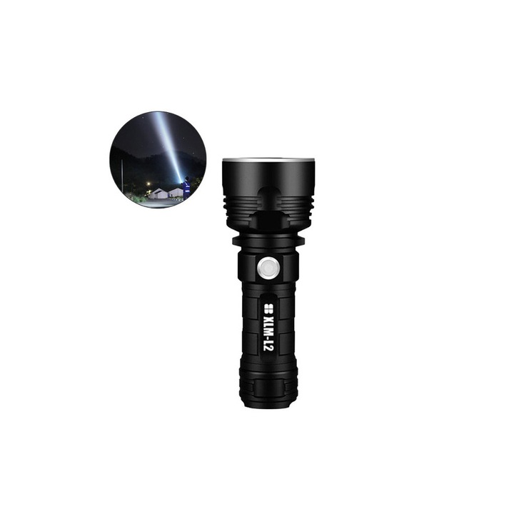 Újratölthető LED lámpa, 100000 lumen, USB, vízálló, 2x26650 akkumulátor, alumínium, IPX5