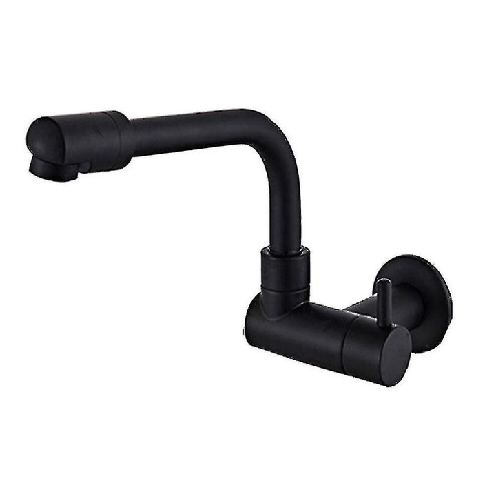 OEM mosogató csaptelep, egykaros, 360 fokban forgatható kifolyó, matt fekete, 22cm