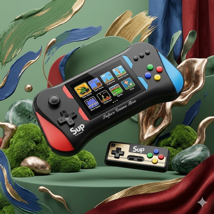 Consola de Jocuri Retro Portabila X7M, Ecran HD 3.5 Inch, 500 de Jocuri Incluse, Acumulator 1200mAh, Conectare TV, Suport Controller Extern, Design Ergonomic