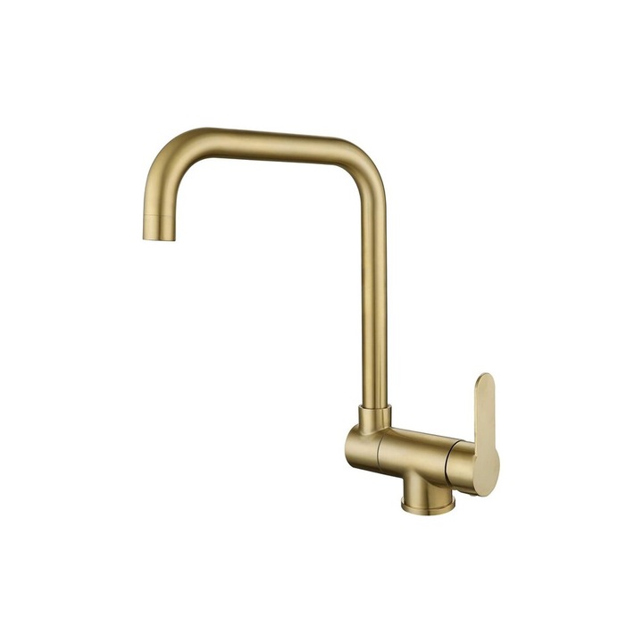 Baterie bucatarie cu pipa rabatabila 360 grade, monocomanda, furtun 60cm, pentru chiuveta dubla