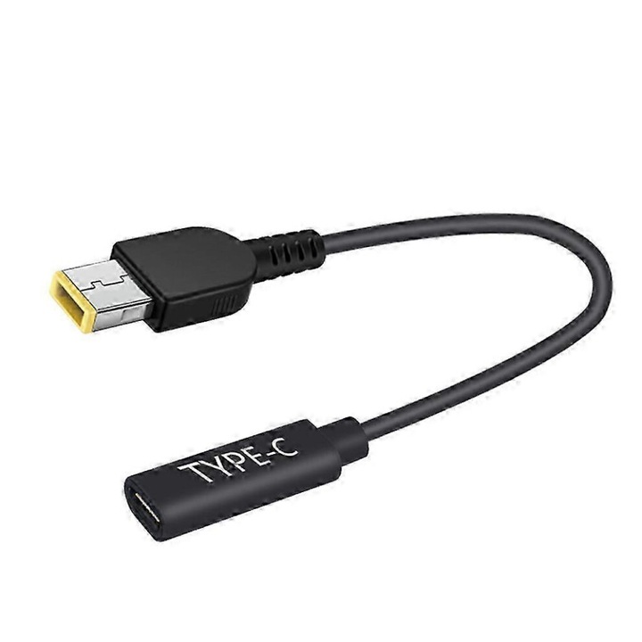 PD 65W, 20V, 15cm, fekete átalakító adapter kábel Lenovo Thinkpad laptophoz