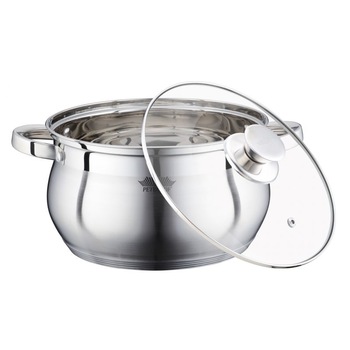 Cratita Peterhof din inox si capac sticla,fund triplustratificat, 3.9 Litri,20 cm Cratita Peterhof din inox si capac sticla,fund triplustratificat, 3.9 Litri,20 cm