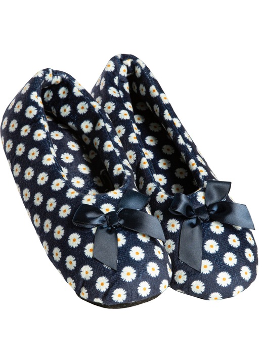 Premium noi balerina papucs, Moraj, kek, elegans masnis modell, puha polieszter, ABS csuszasgatlo talp, kenyelmes, melegen tart, tokeletes illeszkedes, idealis az abszolut belteri kenyelemert minden nap