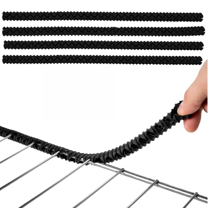 Set 4 protectii silicon pentru grilaj cuptor, negru, 35.6cm