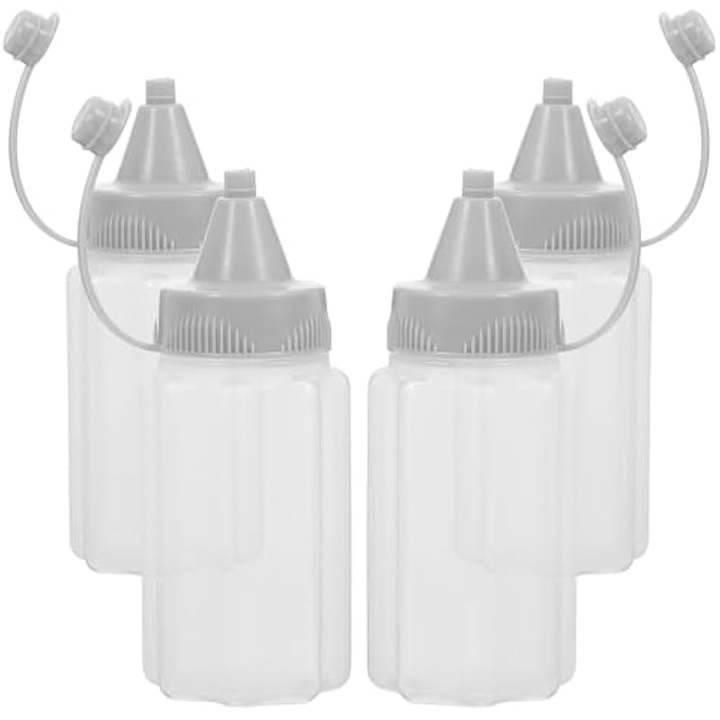 Set 4 sticle dozatoare 30ml, reutilizabile, gri inchis