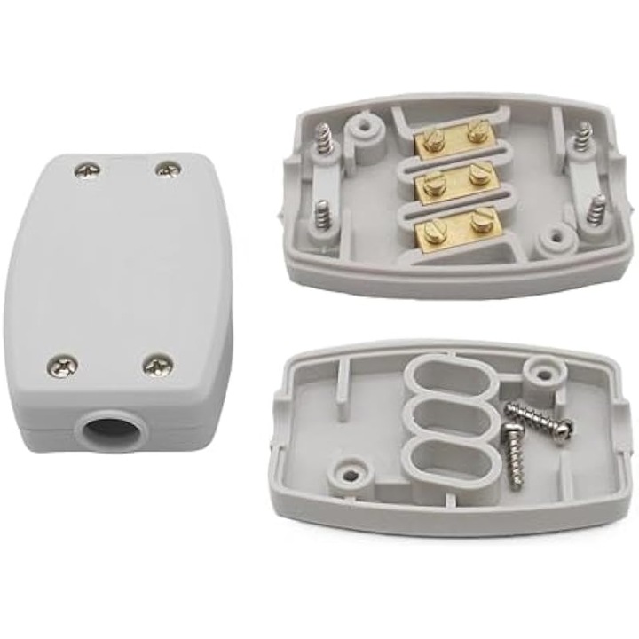 Cutie de jonctiune 3 terminale, 2 bucati, plastic dur, metal, 10mm, interior