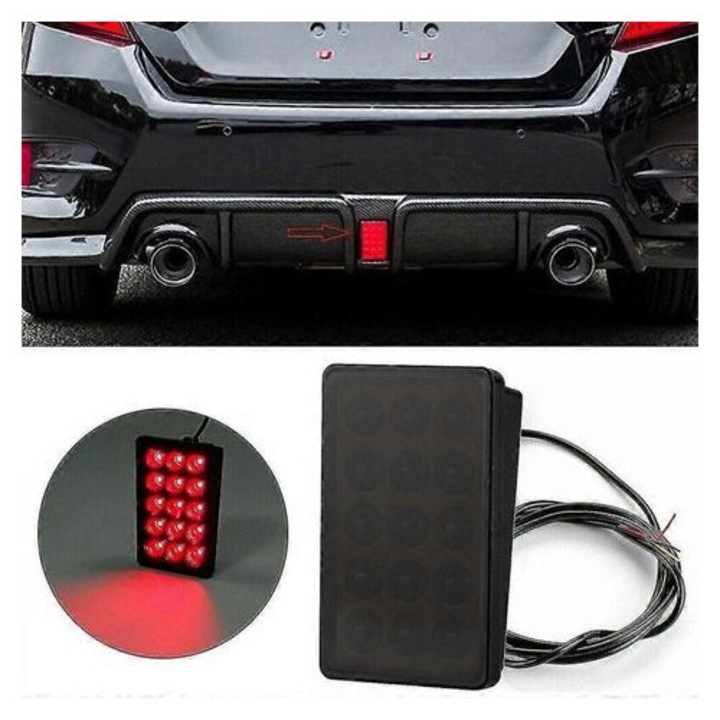 Lampa frana LED rosu negru 9.7x6x2.8cm stil F1 universal auto