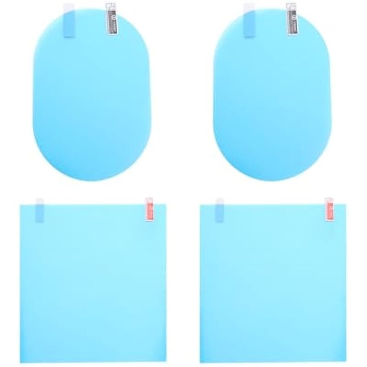 Folie oglinda auto set 4 buc anti-ceata ploaie 10x15cm 17.5x20cm transparent