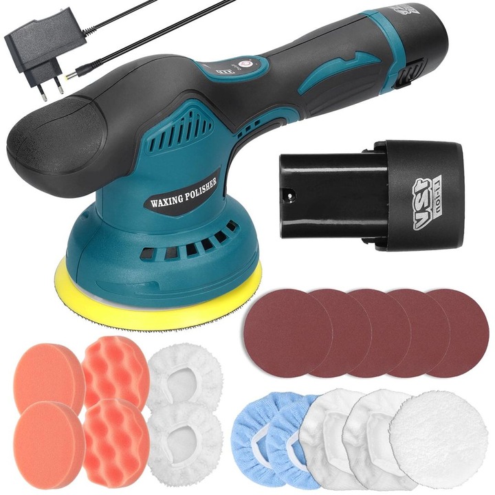 Elektromos excentercsiszoló 380W, 125mm, 8 sebesség, hordozható, fekete