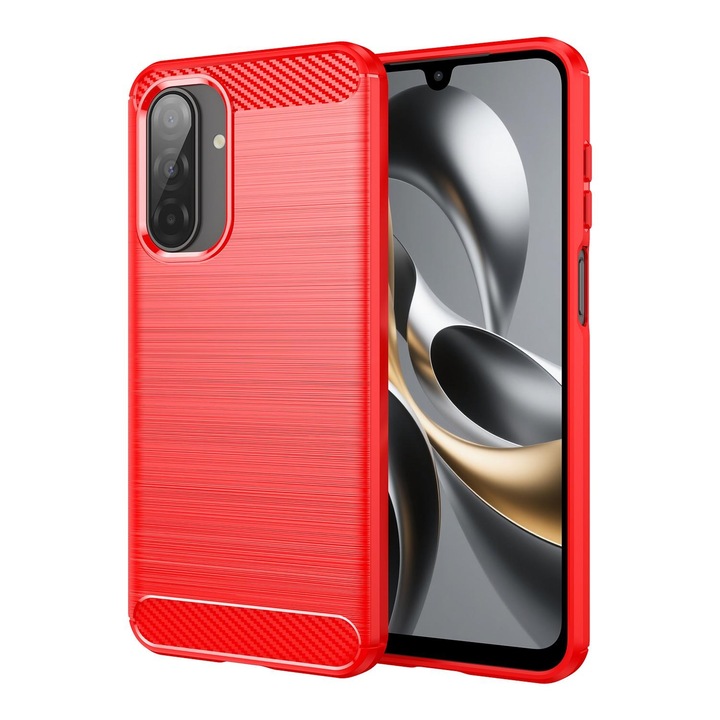 Tok Samsung Galaxy A17 5G Daden Carbon rugalmas ütésálló, hibrid ütésálló, piros
