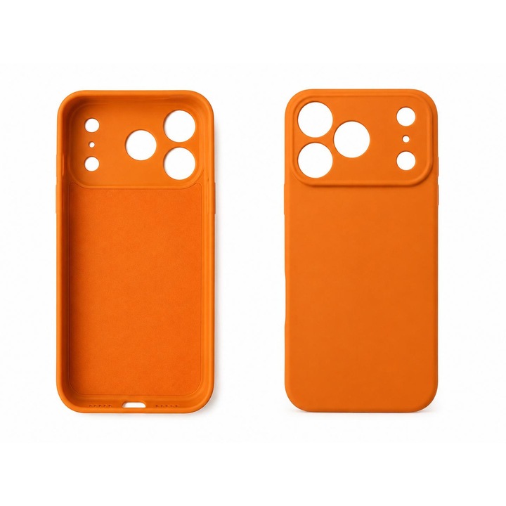 Husa telefon compatibila cu iPhone 17 Pro, Anti-Soc, Protectie camera, Microfibra interior ( catifea ), Margini Ridicate pentru Protectia Ecranului, Orange