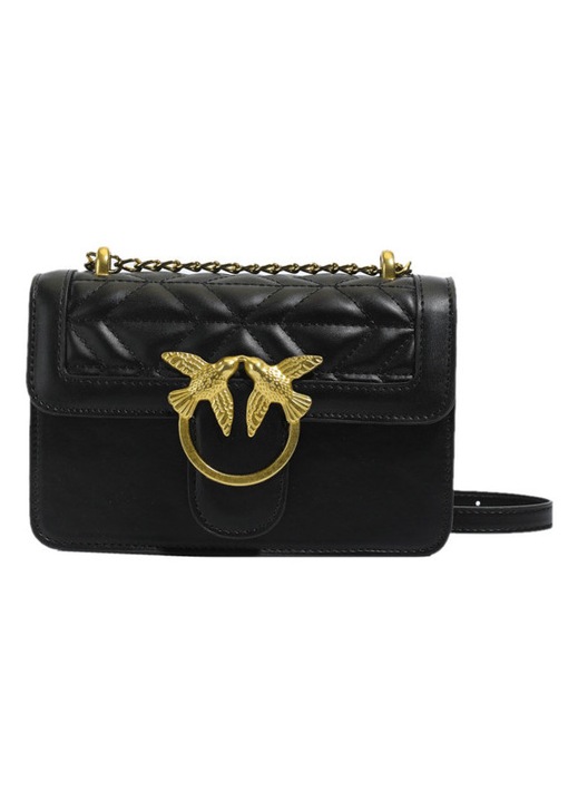 Geanta mica patrata cu lant, stil nou si la moda, geanta crossbody/de umar, geanta de dama in stil Chanel, dimensiuni 20*8, 9*13, neagra