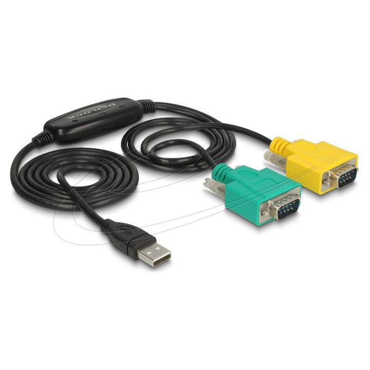 Cablu DeLock USB 2.0-A la 2x RS-232 DB9, negru, 1.5m