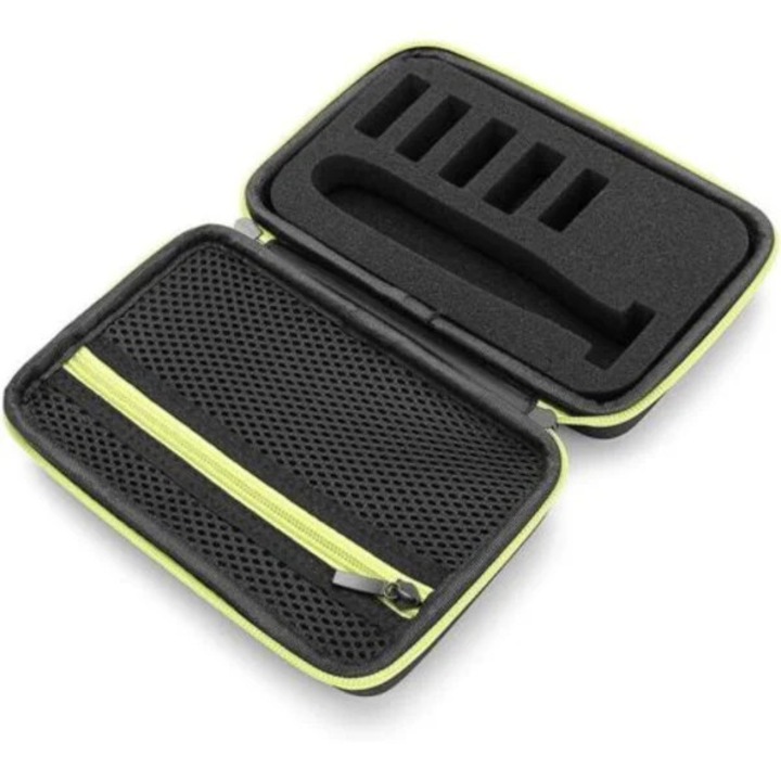 Husa dura rezistenta apa pentru aparat de ras OneBlade cu spatiu pentru lame si accesorii, negru