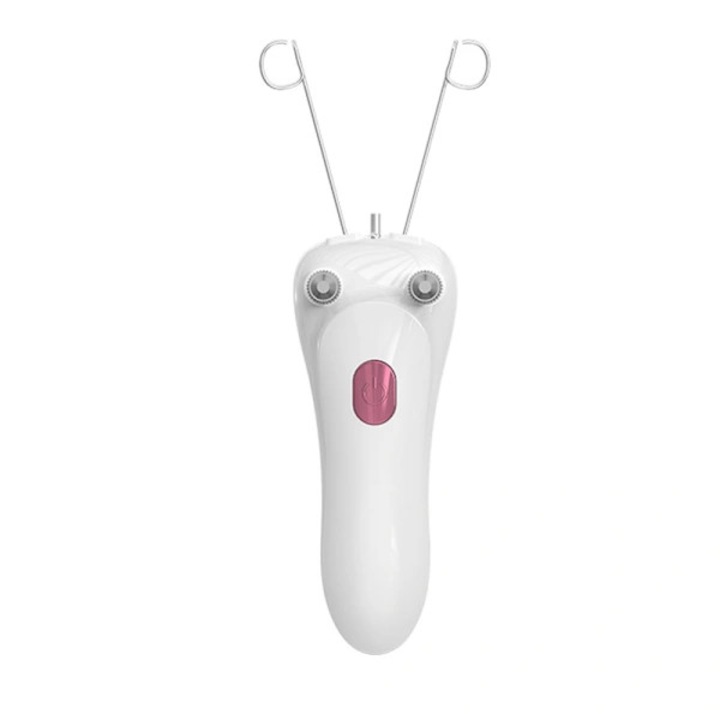 Aparat epilat facial electric (threading), reincarcabil USB, cu LED incorporat si design ergonomic, alb/roz, 1 buc