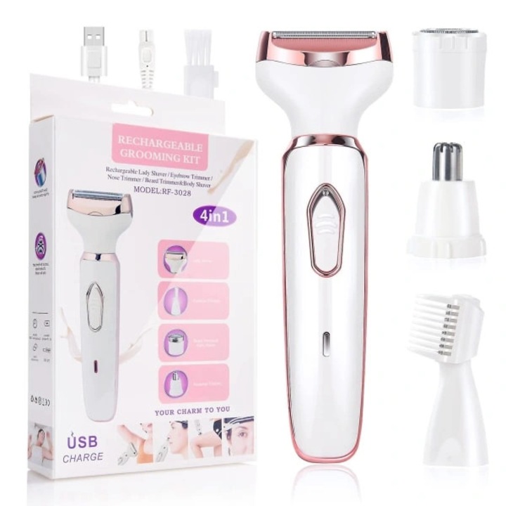 Aparat de ras electric 4 in 1 pentru femei, multifunctional, rezistent la apa, USB, compact