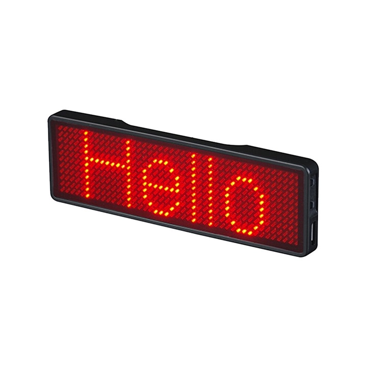 DIY programozható LED jelvény, fekete-piros, 70x30x6mm