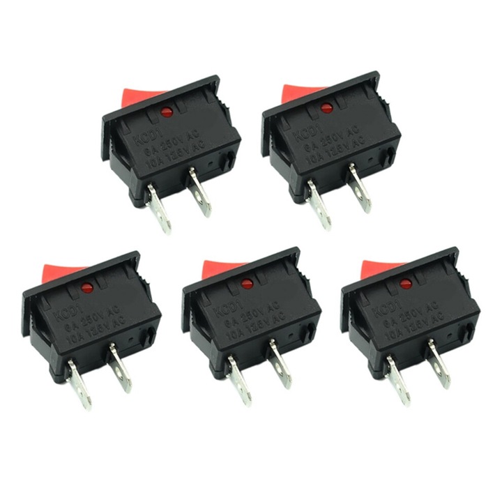 Set 5 comutatoare buton negru plastic 10x15mm
