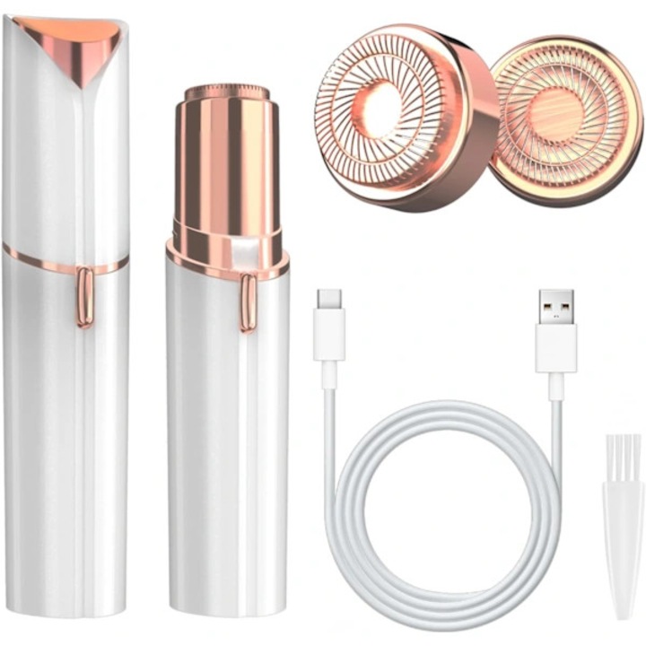 Női arcepilátor, USB-ről tölthető, fehér, kompakt