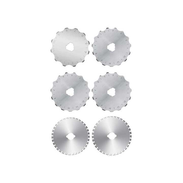 6 db forgó penge készlet horgoláshoz, perforáláshoz, ezüst, 45mm