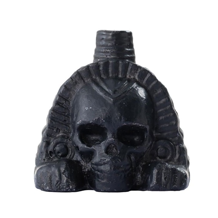 Fluier craniu Aztec negru rasina 10x5cm