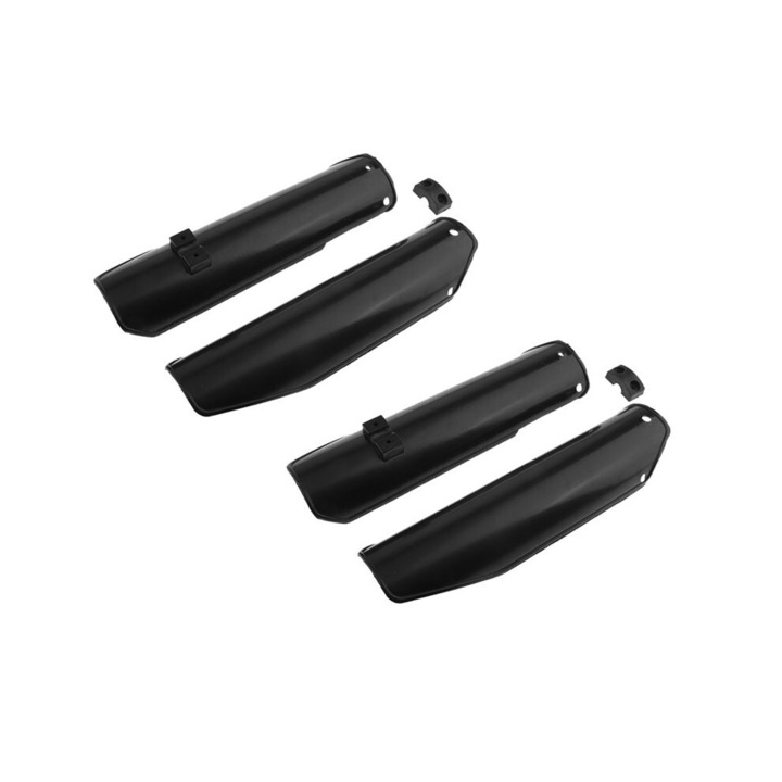 Protectii furca fata Universal Motocross, din plastic rezistent, compatibile 70-160cc, Negru, Set 2 perechi (4 bucati), 250 x 70 mm