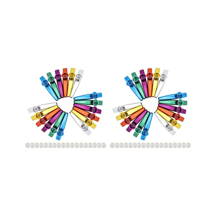 36 db-os fém kazoo készlet, többszínű, 12 cm, hangszer játék