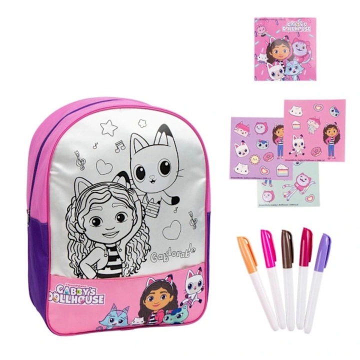 Ghiozdan colorabil Gabby's Dollhouse 38x32cm multicolor set creativ