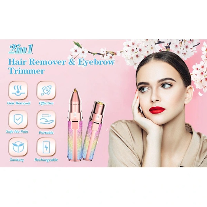 Epilator electric pentru femei, aparat pentru fata si sprancene, USB, alb, compact
