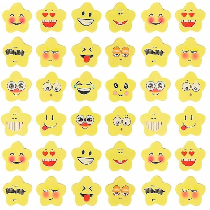 Set 108 radiera stea, emoji, cauciuc, multicolor, 3cm