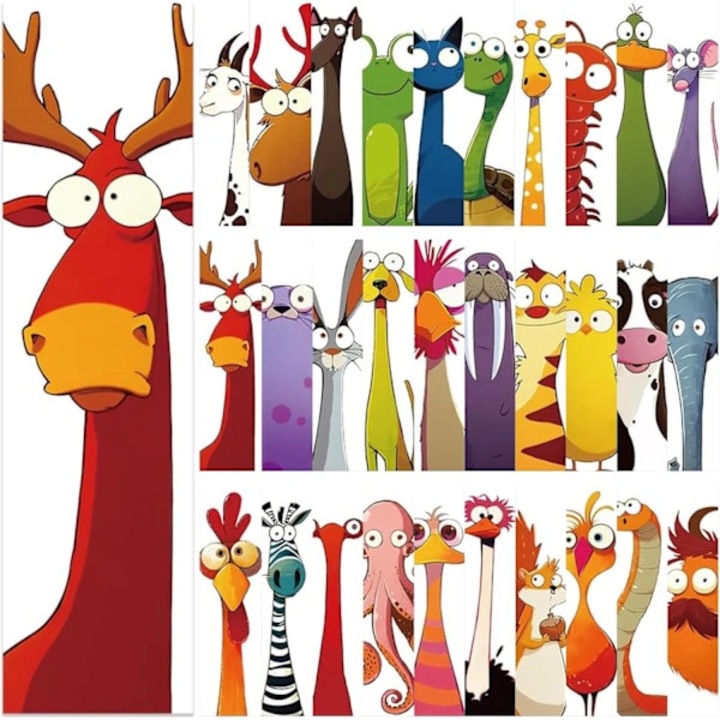 Semne de carte animale, set 30 bucati, carton colorat, 15x4cm
