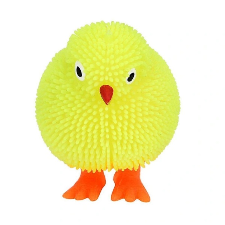 Jucarie interactiva minge pufos LED, model pui, moale, 6cm
