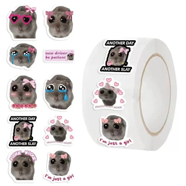 Set 500 stickere decorative hamster, impermeabile, multicolor, 2.5cm